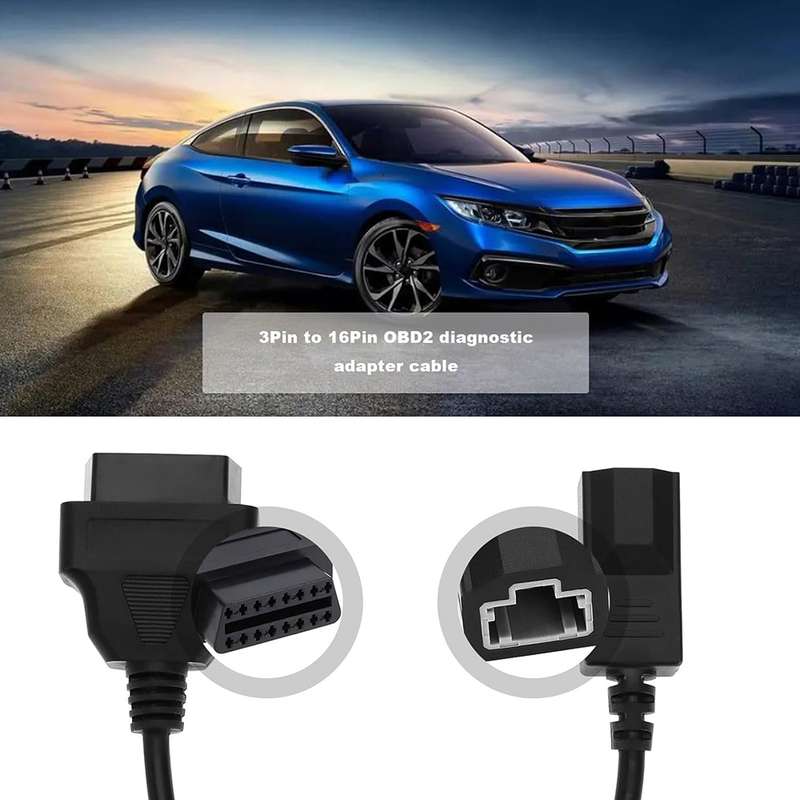 3 Pin to 16 Pin OBD Diagnostic Cable for Honda(Black)