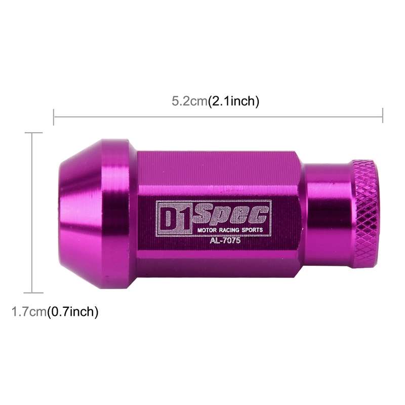 D1 Spec P1.5 M12x1.25 Racing Wheel Nut, Length: 50mm(Purple)