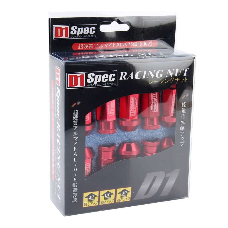 D1 Spec P1.5 M12x1.25 Racing Wheel Nut, Length: 50mm(Red)