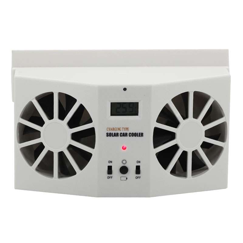2W Solar Powered Car Auto Air Vent Cool Fan Cooler Ventilation System Radiator, with Temperatur