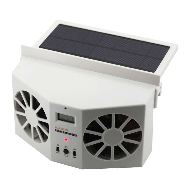2W Solar Powered Car Auto Air Vent Cool Fan Cooler Ventilation System Radiator, with Temperatur