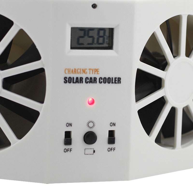 2W Solar Powered Car Auto Air Vent Cool Fan Cooler Ventilation System Radiator, with Temperatur