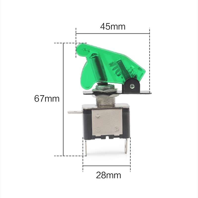 Flip Cover Nitrous Arming Switch with Green LED Indicator (Vehicle DIY), Green