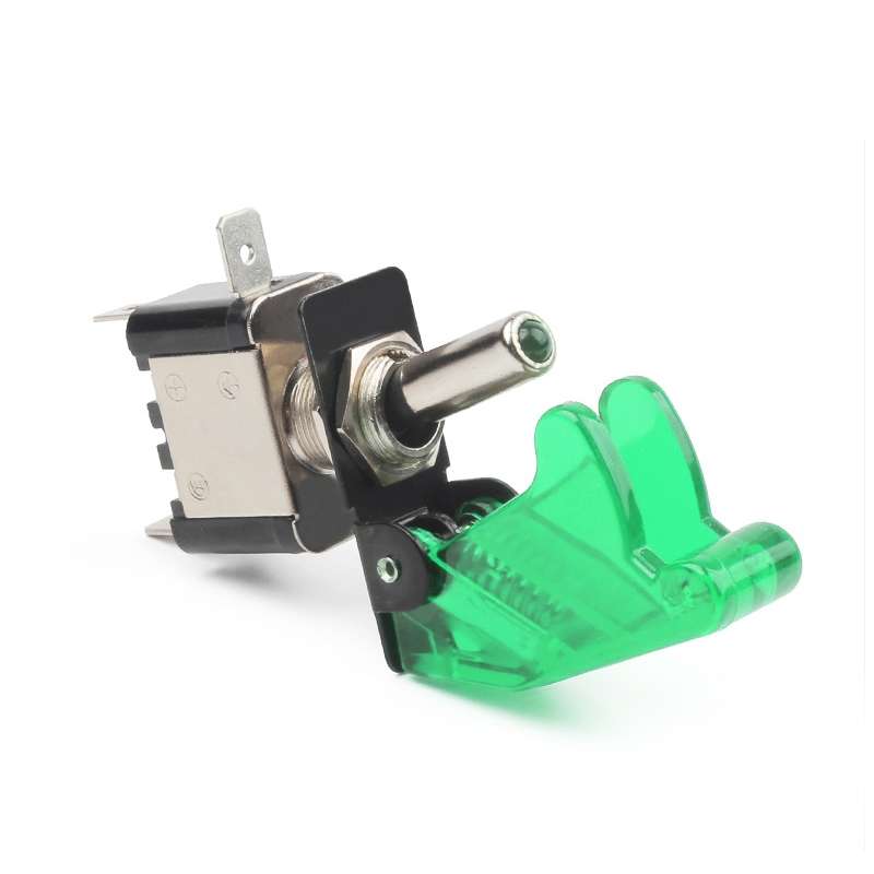Flip Cover Nitrous Arming Switch with Green LED Indicator (Vehicle DIY), Green