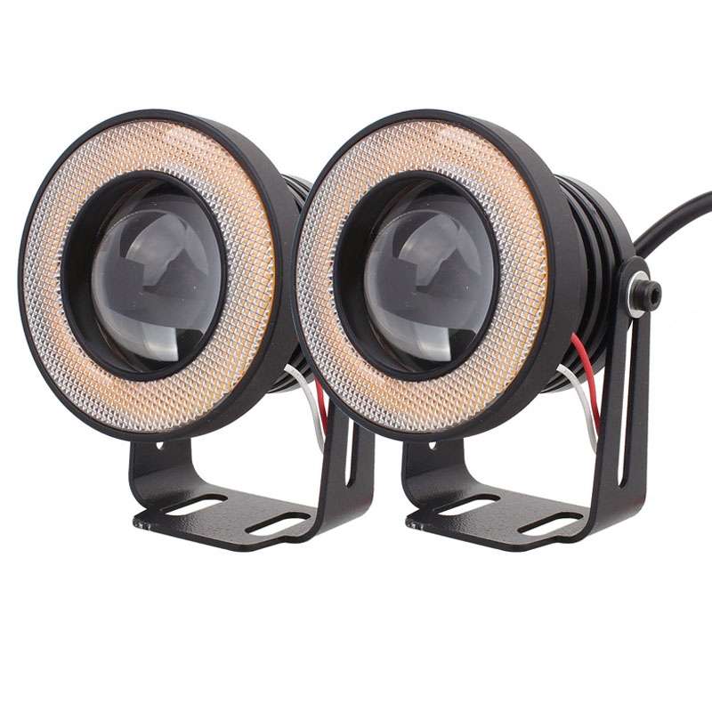 2 PCS 2.5 inch 10W 900LM White + Yellow Light 6500K Waterproof LED Eagle Eye Light for Vehicles, DC