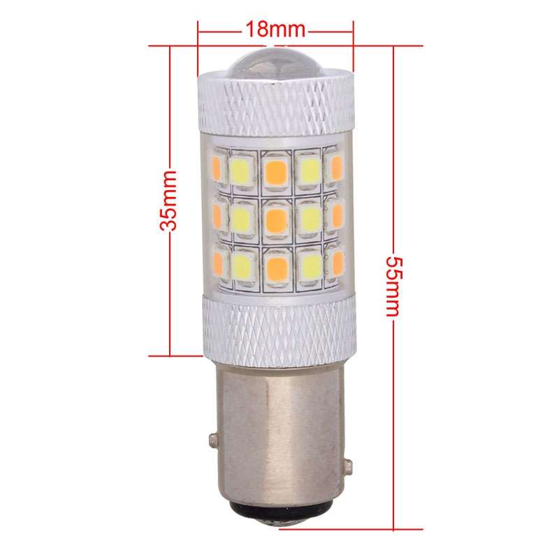 1157/BAY15D 8W 420LM White + Yellow Light 42 LED 2835 SMD Car Brake Light Steering Light Bulb, DC 12