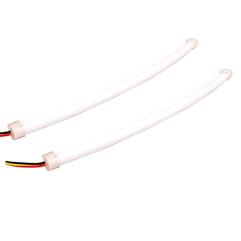 2 PCS 4.5W 270LM 6500K 597-577nm White + Yellow Wired LED Tube Daytime Running Light DRL Steering L