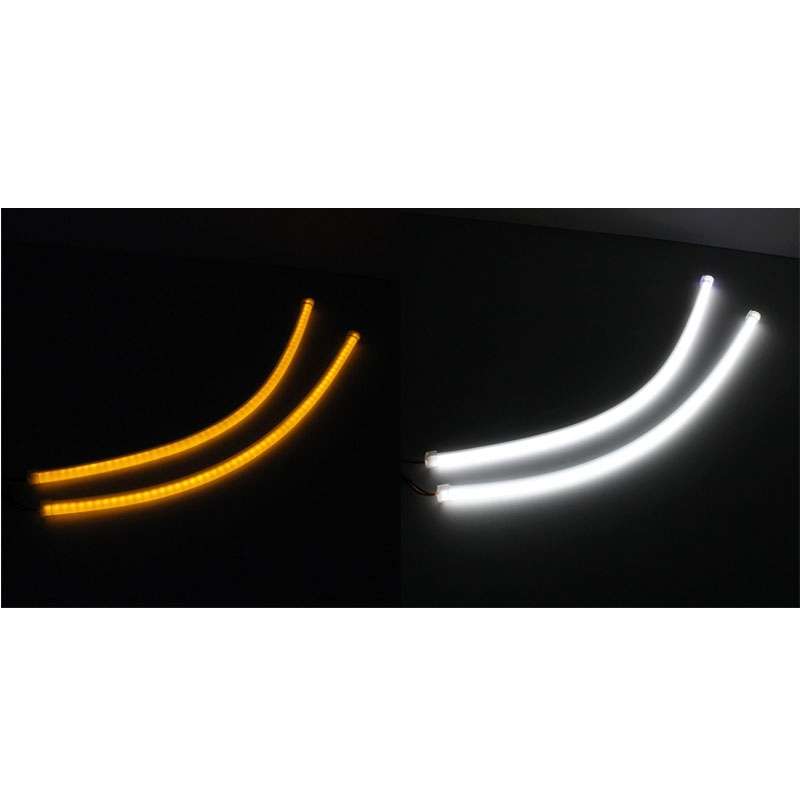 2 PCS 4.5W 270LM 6500K 597-577nm White + Yellow Wired LED Tube Daytime Running Light DRL Steering L