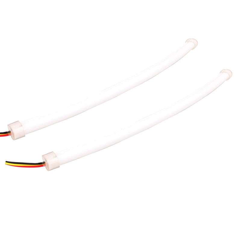 2 PCS 3W 180LM 6500K 597-577nm White + Yellow Wired LED Tube Daytime Running Light DRL Steering Lam