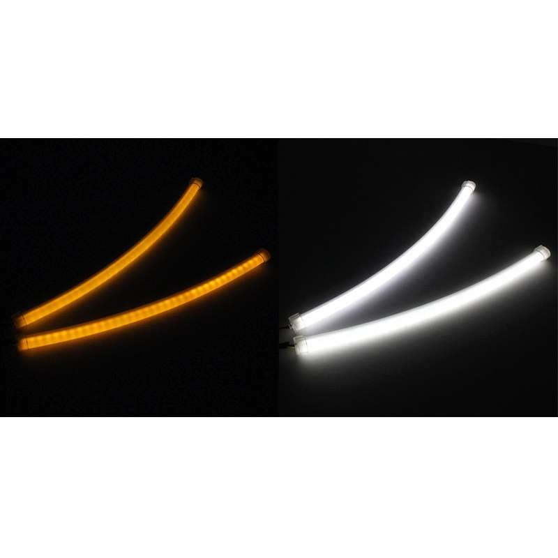 2 PCS 3W 180LM 6500K 597-577nm White + Yellow Wired LED Tube Daytime Running Light DRL Steering Lam