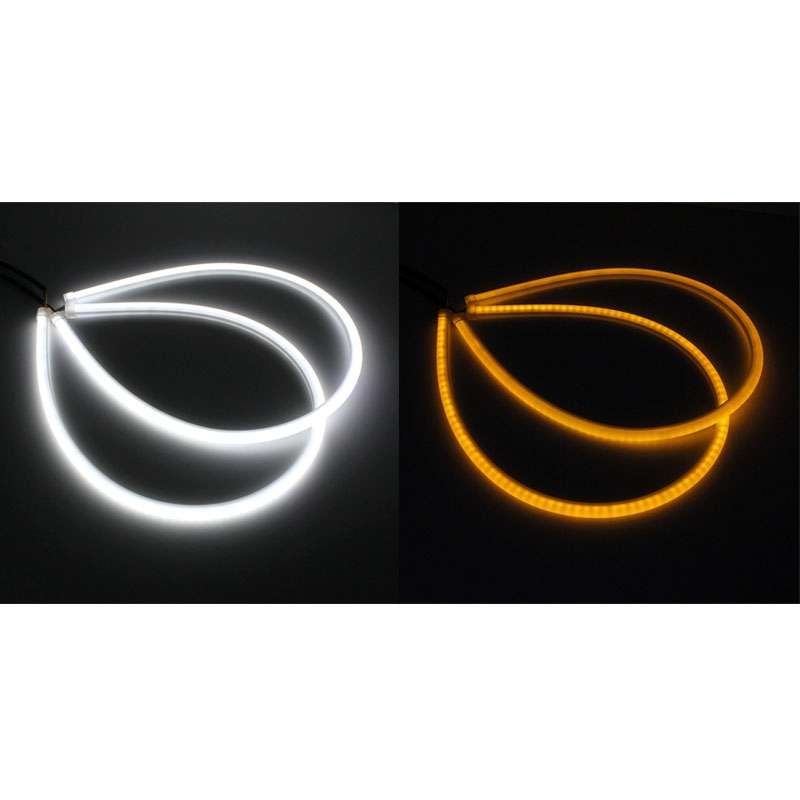2 PCS 6W 360LM 6500K 597-577nm White + Yellow Wired LED Tube Daytime Running Light DRL Steering Lam