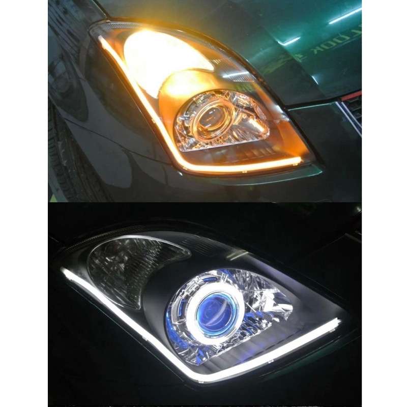 2 PCS 6W 360LM 6500K 597-577nm White + Yellow Wired LED Tube Daytime Running Light DRL Steering Lam