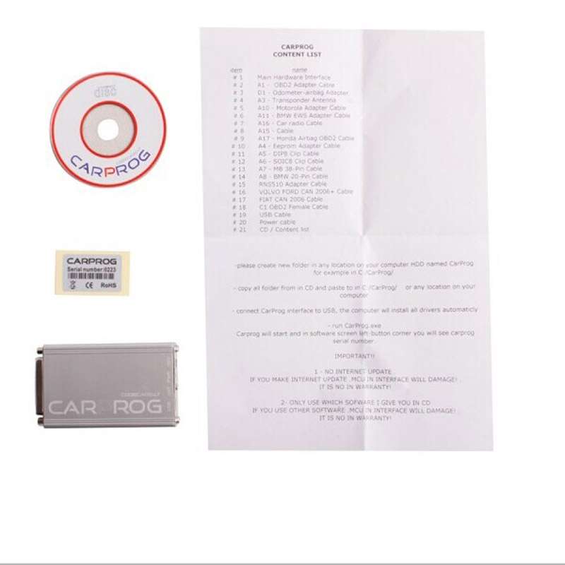 Carprog V10.03 Full ECU Chip Auto Repair Tool with 21 Adaptors for Car Radios / Odometers / Dashboar