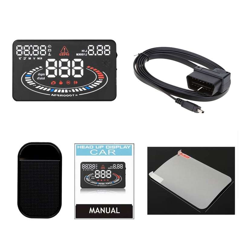 E300 5.5 inch Car OBDII / EUOBD HUD Vehicle-mounted Head Up Display Security System, Support Speed &