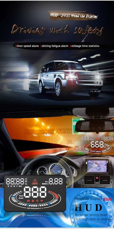 E300 5.5 inch Car OBDII / EUOBD HUD Vehicle-mounted Head Up Display Security System, Support Speed &