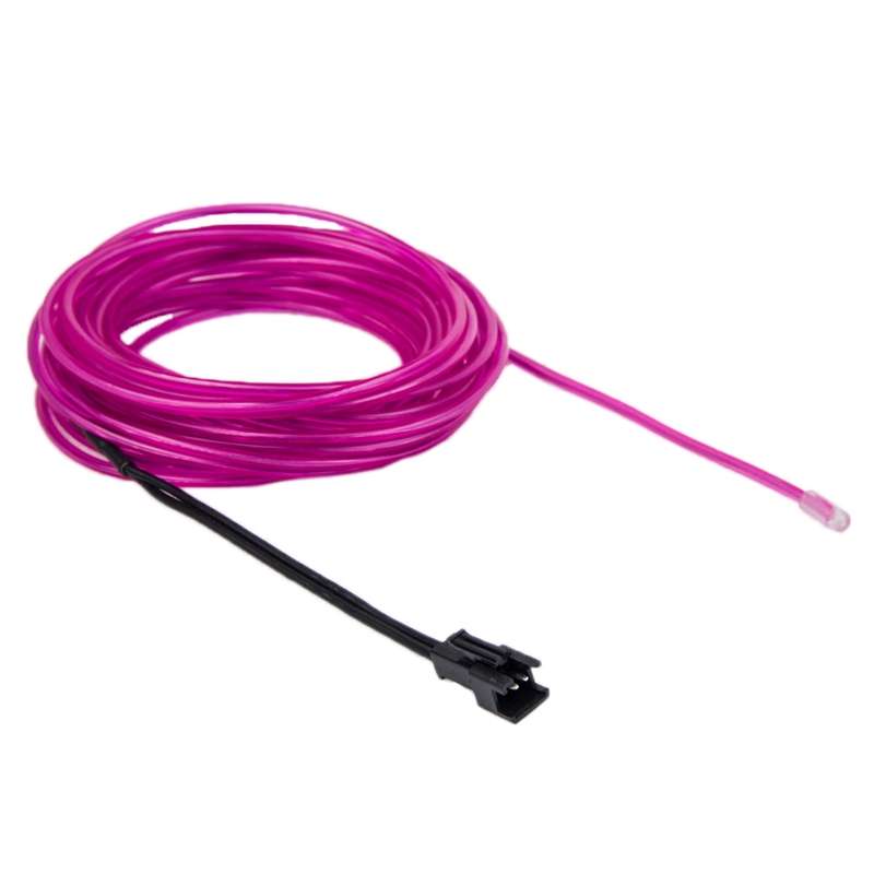 Waterproof Round Flexible Car Strip Light with Driver for Car Decoration, Length: 5m(Pink)