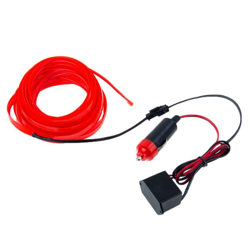 EL Cold Red Light Waterproof Flat Flexible Car Strip Light with Driver for Car Decoration, Leng