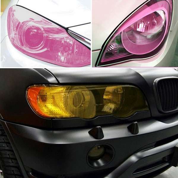 Protective Decoration Flash Point Car Light Membrane /Lamp Sticker, Size: 195cm x 30cm(Pink)