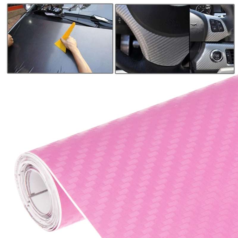 Car Decorative 3D Carbon Fiber PVC Sticker, Size: 127cm x 50cm(Pink)