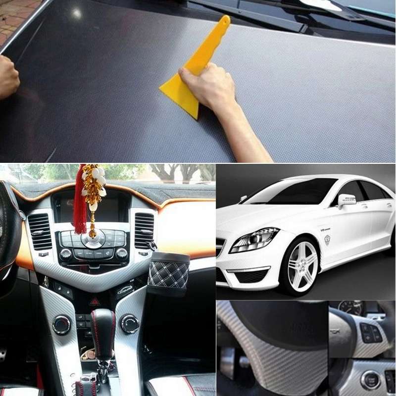 Car Decorative 3D Carbon Fiber PVC Sticker, Size: 127cm x 50cm(Silver)