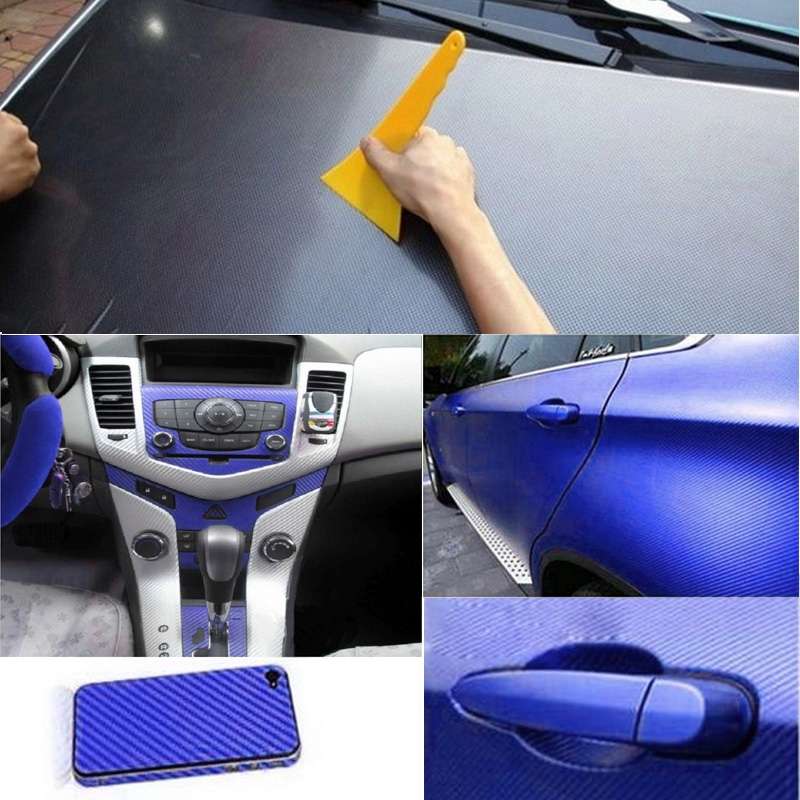Car Decorative 3D Carbon Fiber PVC Sticker, Size: 127cm x 50cm(Dark Blue)