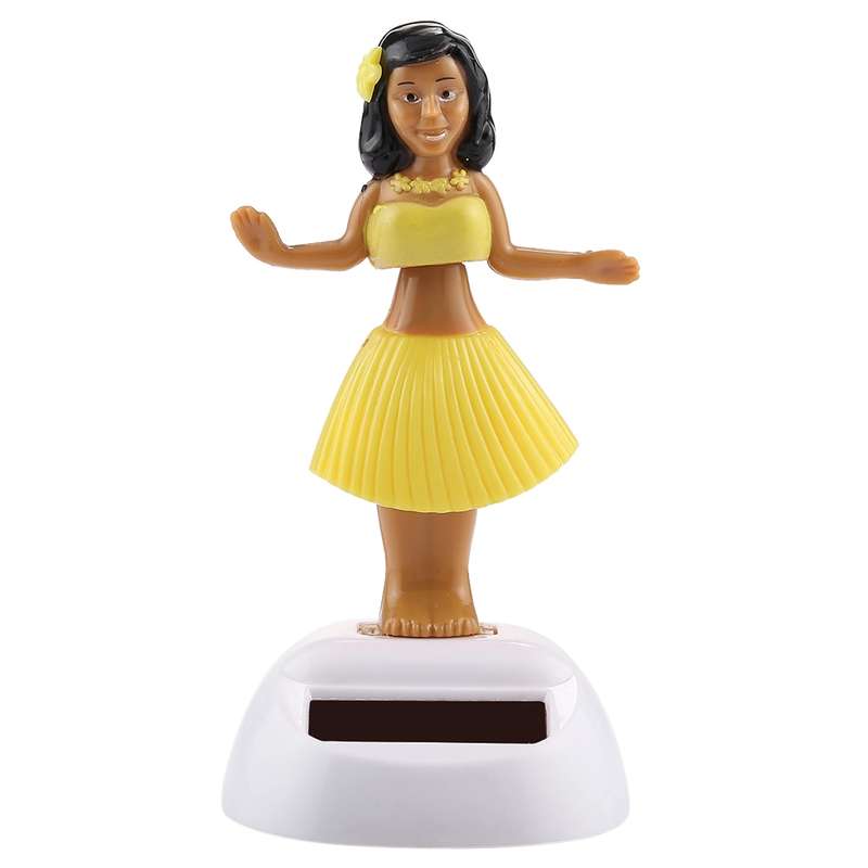 Solar Powered Bobble Head Dancing Toy Car Decoration Ornament Cute Hula Princess(Pink)
