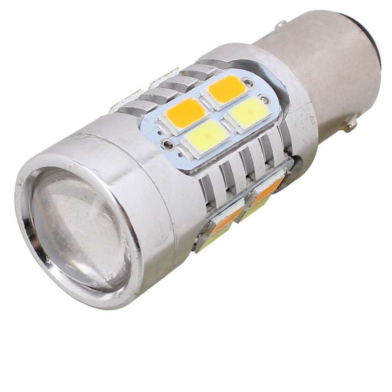 2PCS 1157/BAY15D 10W 700LM Yellow + White Light 20-LED SMD 5630 Car Brake Light Lamp Bulb, Constant