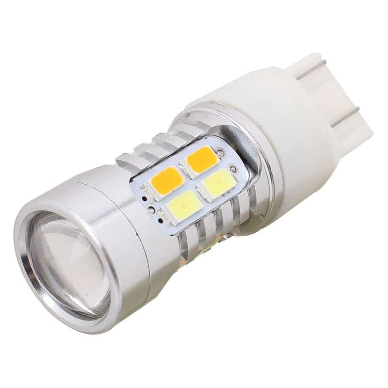2PCS T20 10W 700LM Yellow + White Light Dual Wires 20-LED SMD 5630 Car Brake Light Lamp Bulb, Consta