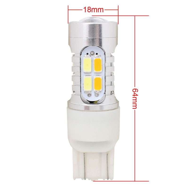 2PCS T20 10W 700LM Yellow + White Light Dual Wires 20-LED SMD 5630 Car Brake Light Lamp Bulb, Consta