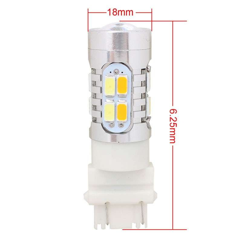 2PCS T25 10W 700LM Yellow + White Light Dual Wires 20-LED SMD 5630 Car Brake Light Lamp Bulb, Consta