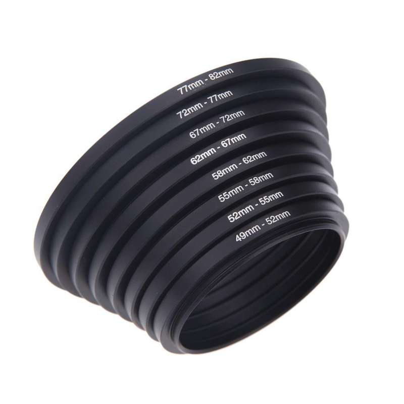 37mm-82mm Lens Stepping Ring, Include 9 Lens Stepping Rings (37mm-49mm, 49mm-52mm, 52mm-55mm, 55mm-5