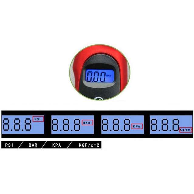 Digital Tire Gauge with LED Flash light, Pressure Range: 0-100PSI(Red)