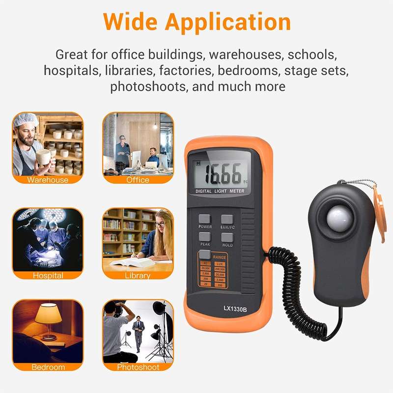 Digital Light Meter, Measuring Range: 0.1-200000 Lux