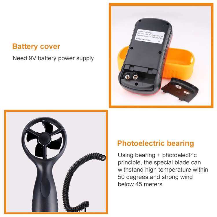 Digital Anemometer (Measurement items: Air Velocity, Air Temperature)(Red)