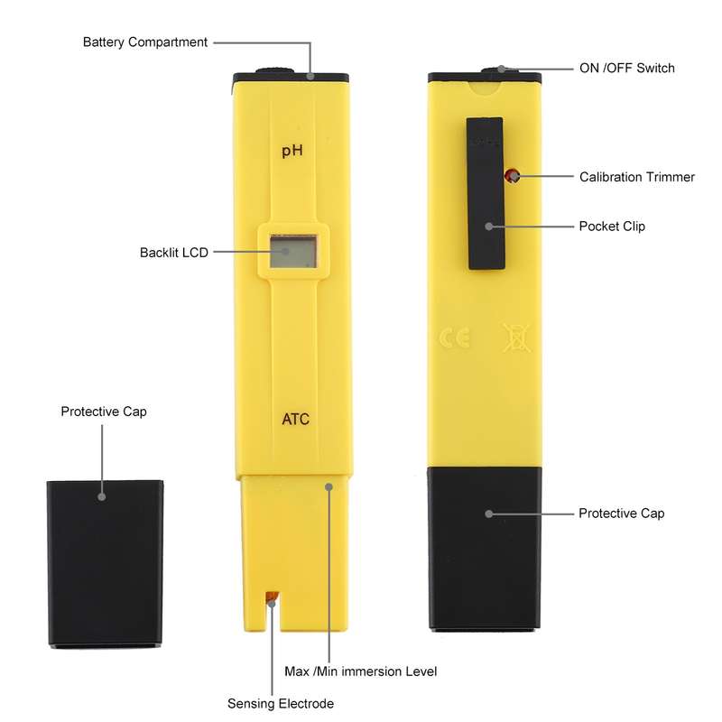 Pocket-sized PH Meter with ATC(Yellow)