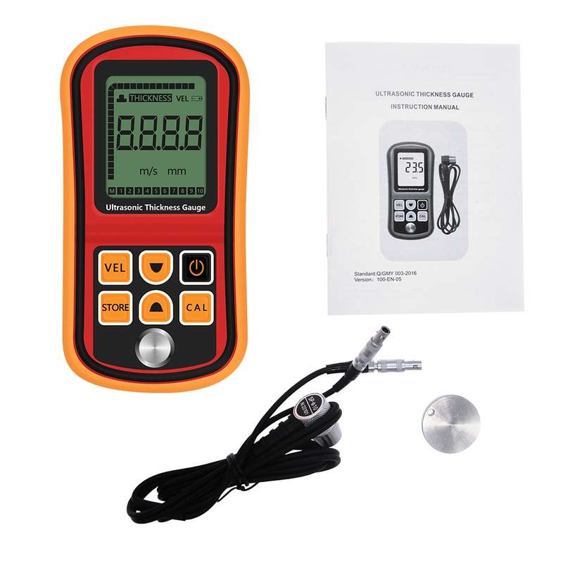 GM-100 Ultrasonic Thickness Meter Tester Gauge Velocity 1.2~225mm(Red)
