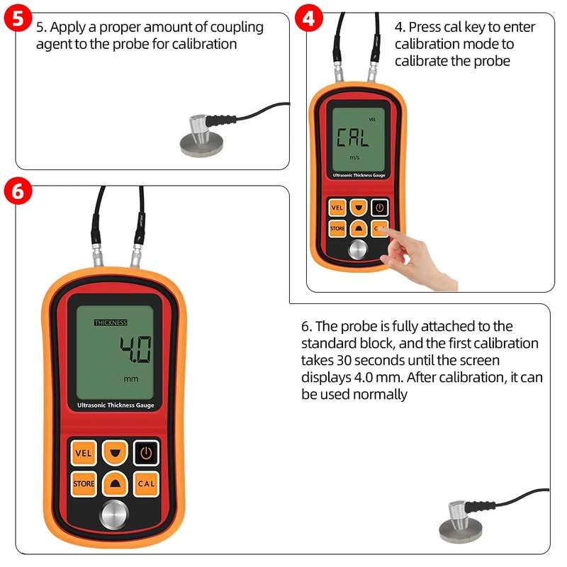GM-100 Ultrasonic Thickness Meter Tester Gauge Velocity 1.2~225mm(Red)
