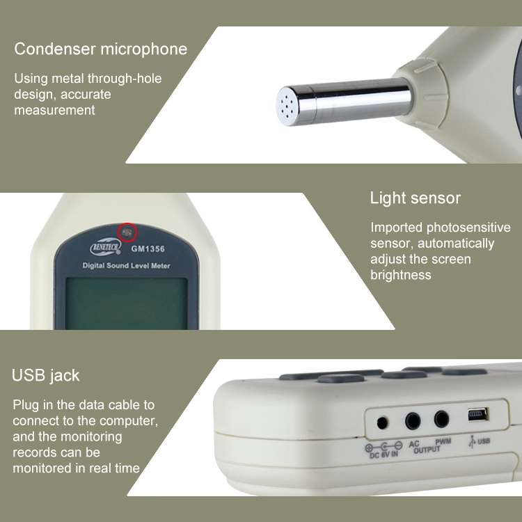 Digital Sound Level Meter with USB Port(Range: 30dB~130dB)(Beige)