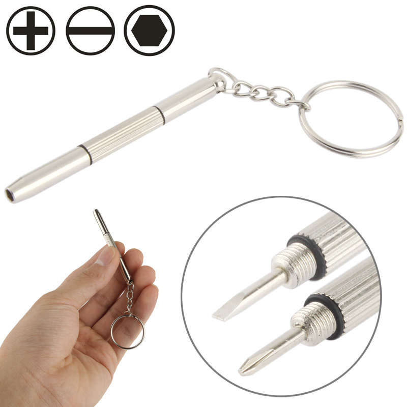 3 in 1 Professional Mini Screwdriver Repair Tool with Keychain for Watch / Mobile Phone / Camera / G