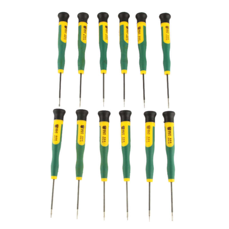 12 in 1 Screwdriver Repair Tool Set T2 T3 T4 T5 T6 T8 Ph00 Ph000 (Bst-666)(Green)
