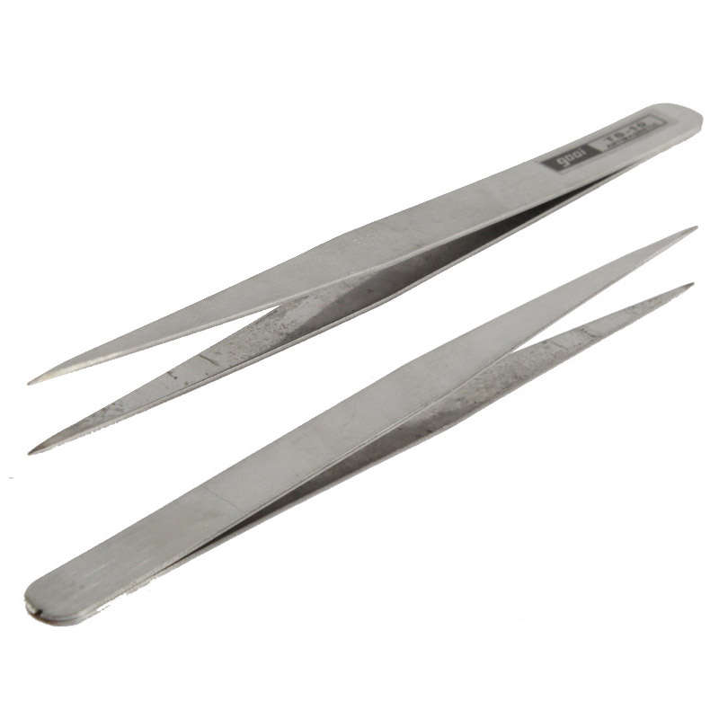 6 PCS Stainless Steel TS-10/ 11/ 12/ 13/ 14/ 15 Straight and Angled Tweezerses(Grey)