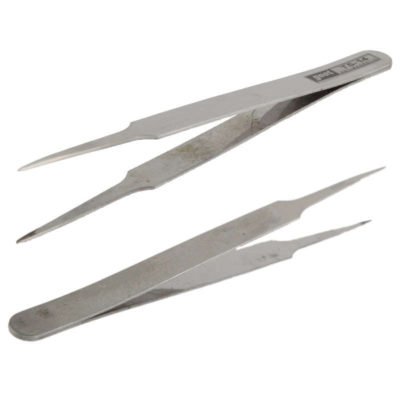 6 PCS Stainless Steel TS-10/ 11/ 12/ 13/ 14/ 15 Straight and Angled Tweezerses(Grey)