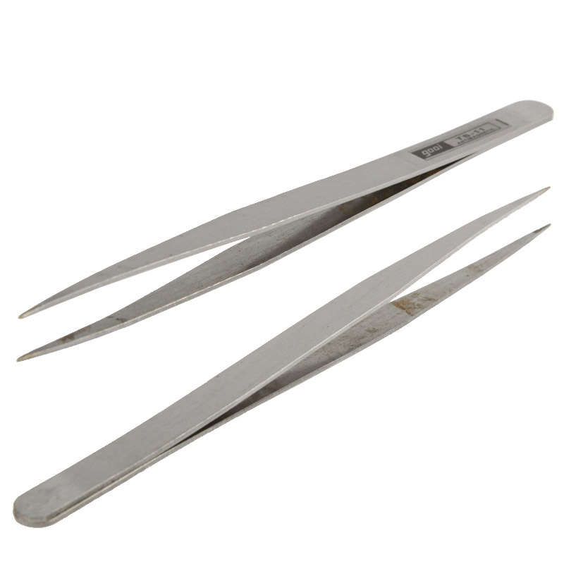 6 PCS Stainless Steel TS-10/ 11/ 12/ 13/ 14/ 15 Straight and Angled Tweezerses(Grey)