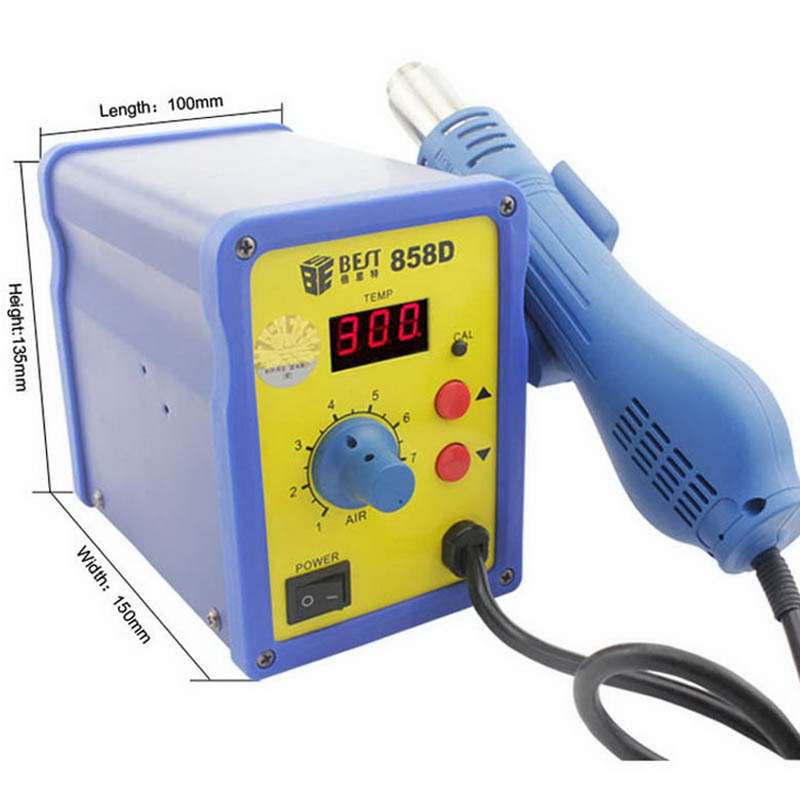BEST BST-858D AC 220V 50Hz 650W LED Displayer Adjustable Temperature Unleaded Hot Air Gun with Helic