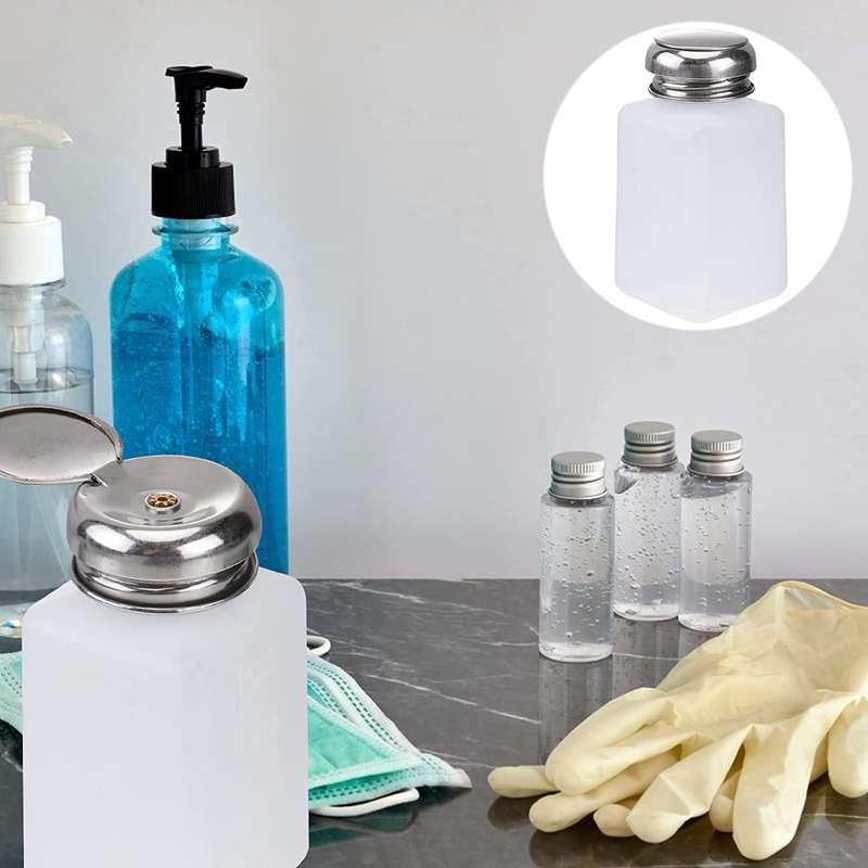 200ml Push Down Alcohol and Liquid Container Bottle(White)