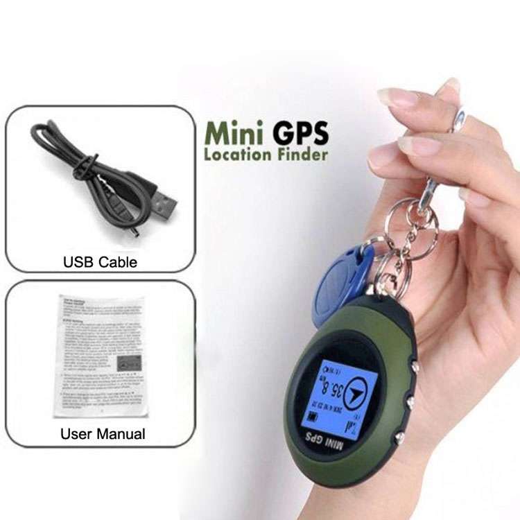 Keychain Handheld Mini GPS Navigation USB Rechargeable Location Finder Tracker for Outdoor Travel(Gr
