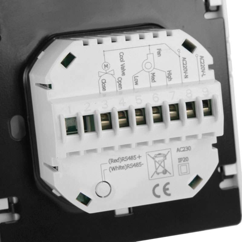 LCD Display Air Conditioning 2-Pipe Programmable Room Thermostat for Fan Coil Unit(White)