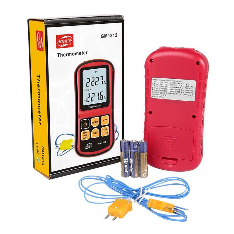 BENETECH GM1312 2.4 inch LCD Screen Thermocouple Thermometer Measure J,K,T,E,N and R Type, Measure R