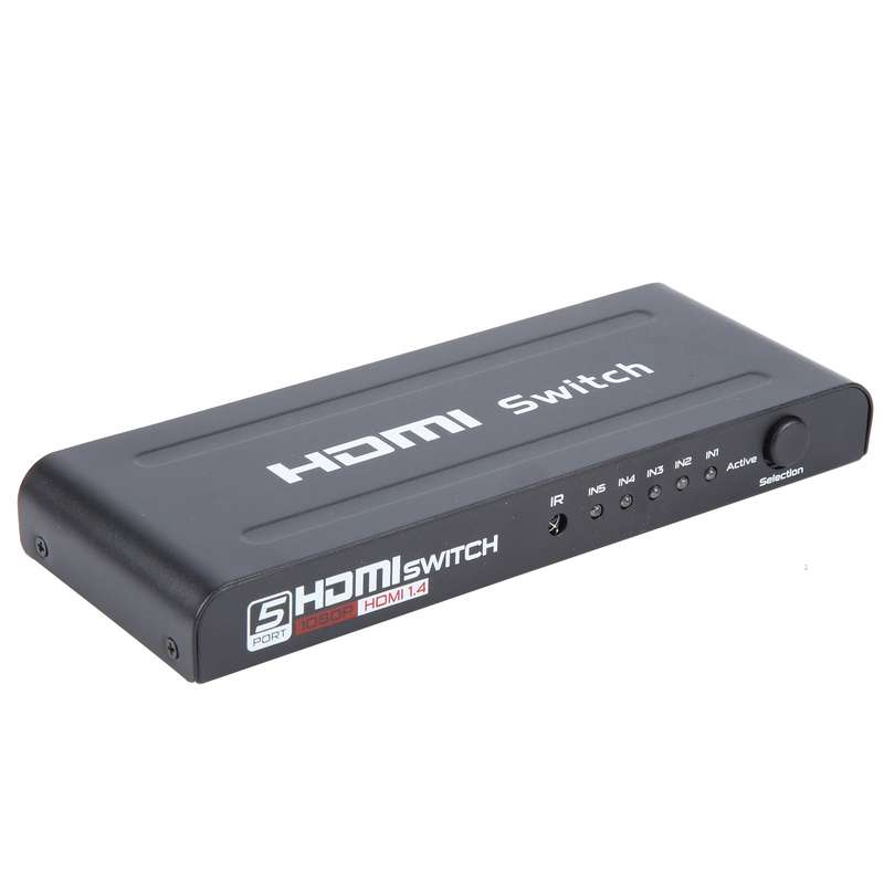 Full HD 1080P 5 Ports HDMI Switch with Remote Control & LED Indicator(Black)