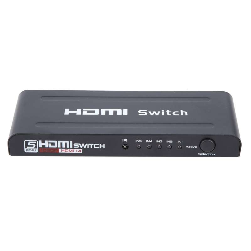 Full HD 1080P 5 Ports HDMI Switch with Remote Control & LED Indicator(Black)